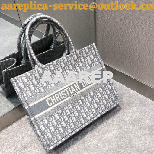 Replica Dior Book Tote Grey Oblique Embroidered Canvas Bag M1286 3