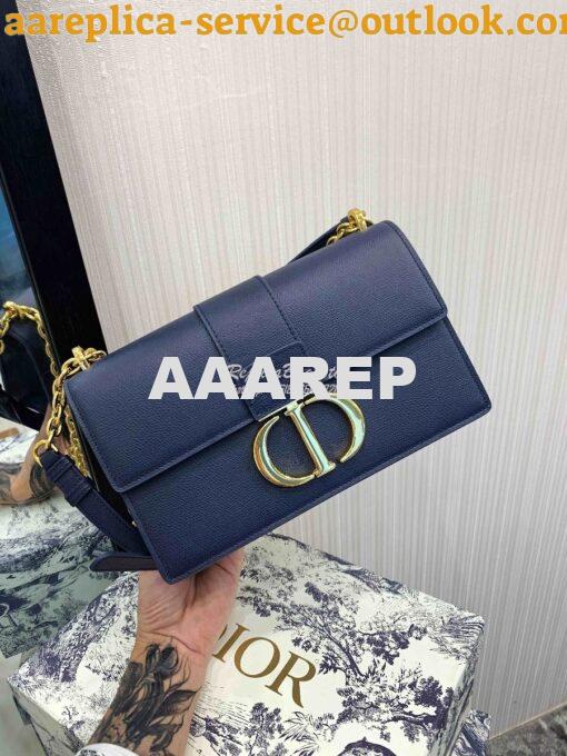 Replica Dior 30 Montaigne Grained Calfskin Bag with Chain M9208 Blue 16