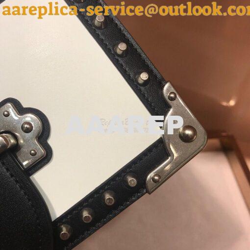 Replica Prada Cahier Studded Leather Bag 1BD045 White 9