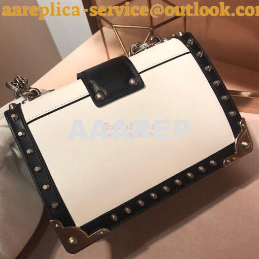 Replica Prada Cahier Studded Leather Bag 1BD045 White 10