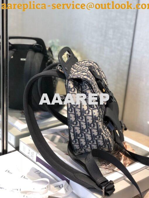 Replica Dior Navy Blue Oblique Jacquard Mini Saddle Backpack 4