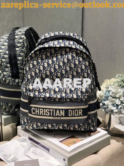 Replica Dior Diortravel Blue Oblique Technical Canvas Backpack