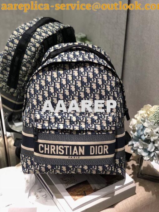 Replica Dior Diortravel Blue Oblique Technical Canvas Backpack 2