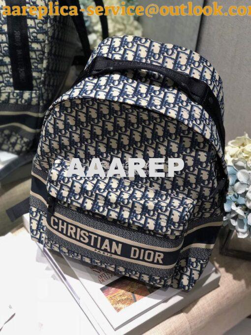 Replica Dior Diortravel Blue Oblique Technical Canvas Backpack 3