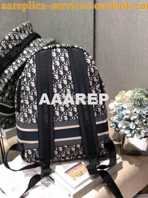 Replica Dior Diortravel Blue Oblique Technical Canvas Backpack 5