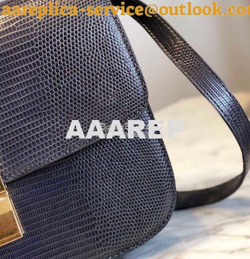 Replica Celine Classic Box Bag in Lizard Leather Dark Grey 2