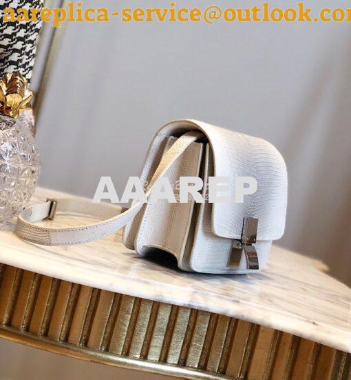 Replica Celine Classic Box Bag in Lizard Leather Silvery White 7