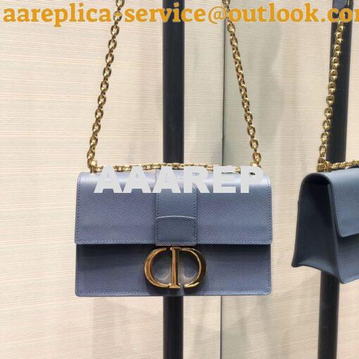 Replica Dior 30 Montaigne Grained Calfskin Bag with Chain M9208 Denim