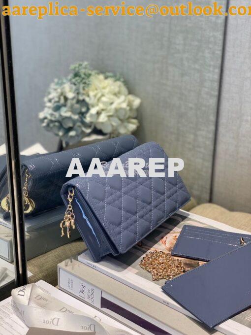 Replica Lady Dior Clutch With Chain in Patent Calfskin S0204 Denim Blu 2