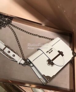 Replica Prada Cahier leather clutch bag 1bh018 White 2