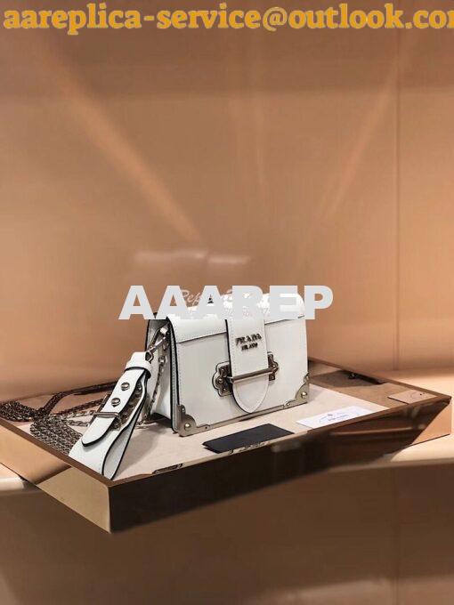 Replica Prada Cahier leather clutch bag 1bh018 White 5