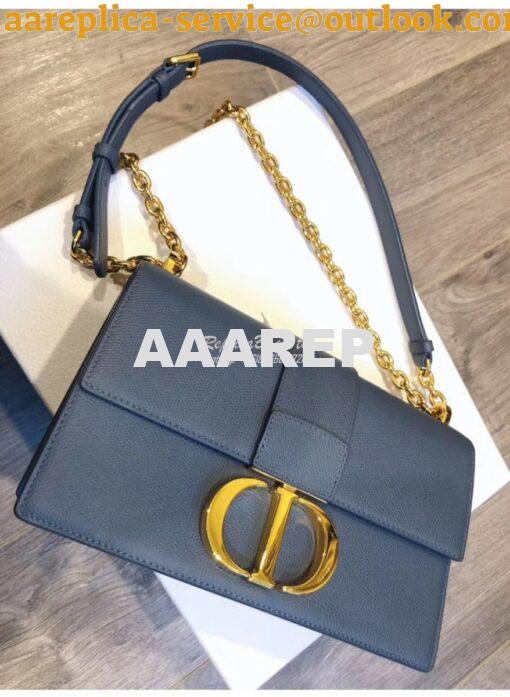 Replica Dior 30 Montaigne Grained Calfskin Bag with Chain M9208 Denim 10