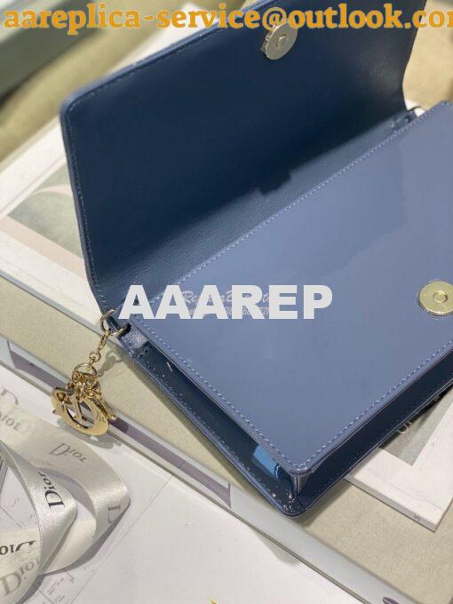 Replica Lady Dior Clutch With Chain in Patent Calfskin S0204 Denim Blu 8