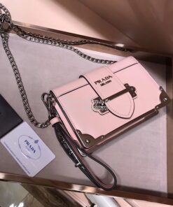 Replica Prada Cahier leather clutch bag 1bh018 Brushed Pink 2