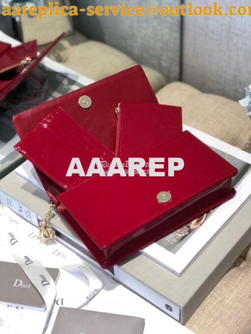 Replica Lady Dior Clutch With Chain in Patent Calfskin S0204 Cherry Re 6