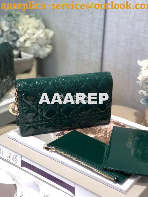 Replica Lady Dior Clutch With Chain in Patent Calfskin S0204 Green 2