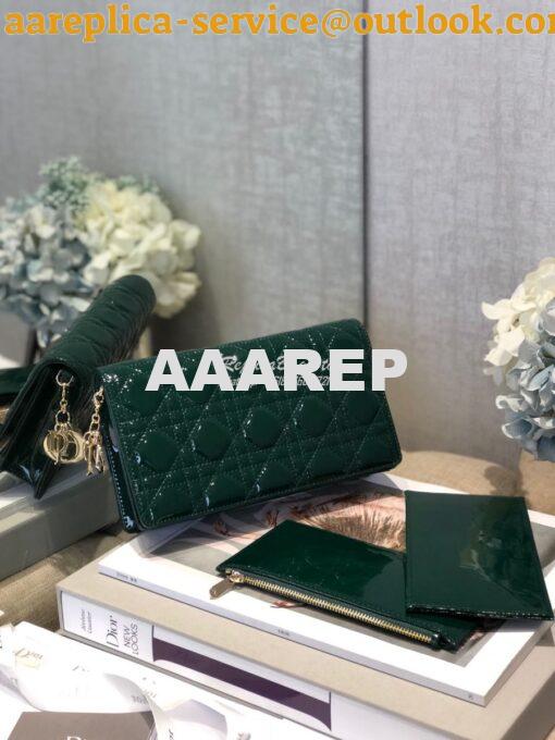 Replica Lady Dior Clutch With Chain in Patent Calfskin S0204 Green 3