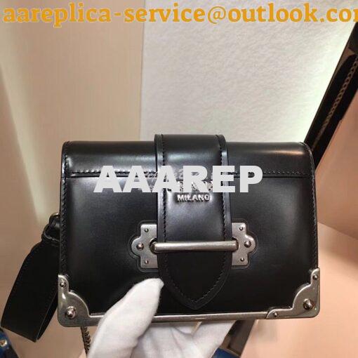 Replica Prada Cahier leather clutch bag 1bh018 Black 2