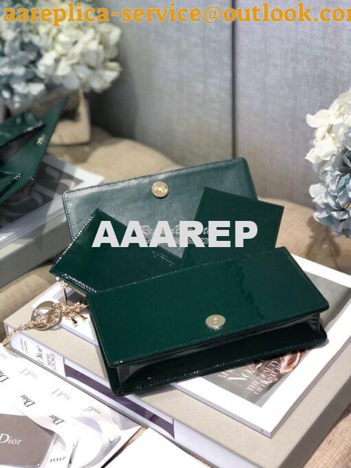 Replica Lady Dior Clutch With Chain in Patent Calfskin S0204 Green 6