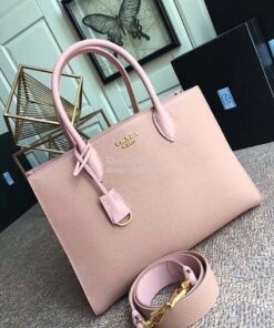 Replica Prada Bibliothèque Saffiano Leather Bag 1BA153 Pink