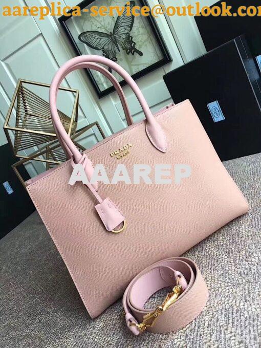 Replica Prada Bibliothèque Saffiano Leather Bag 1BA153 Pink