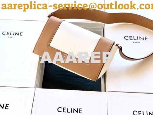 Replica Celine Medium Frame Bag in dark brown/white Shiny Smooth Calfs 4