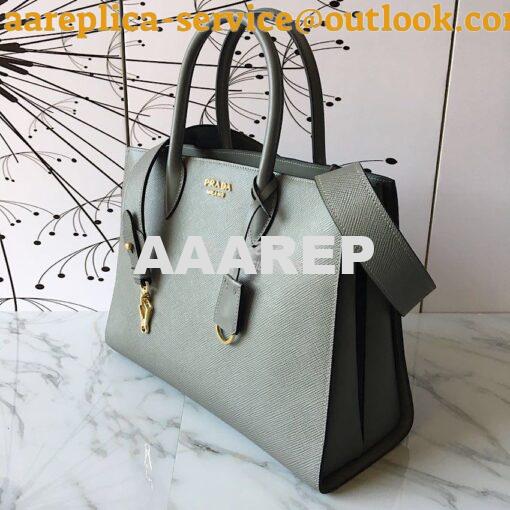 Replica Prada Bibliothèque Saffiano Leather Bag 1BA153 Grey