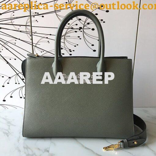 Replica Prada Bibliothèque Saffiano Leather Bag 1BA153 Grey 4