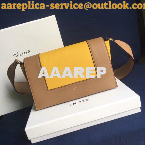 Replica Celine Medium Frame Bag in Tan/ Sunflower Shiny Smooth Calfski 2