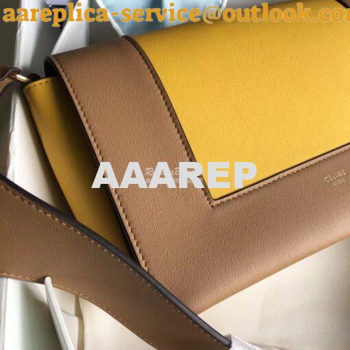 Replica Celine Medium Frame Bag in Tan/ Sunflower Shiny Smooth Calfski 4