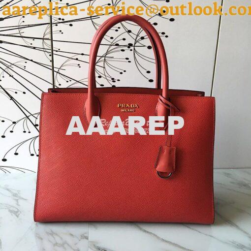 Replica Prada Bibliothèque Saffiano Leather Bag 1BA153 Red 2