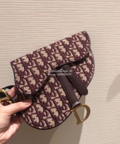 Replica Dior Oblique Saddle Belt Bag Burgundy S5632 2