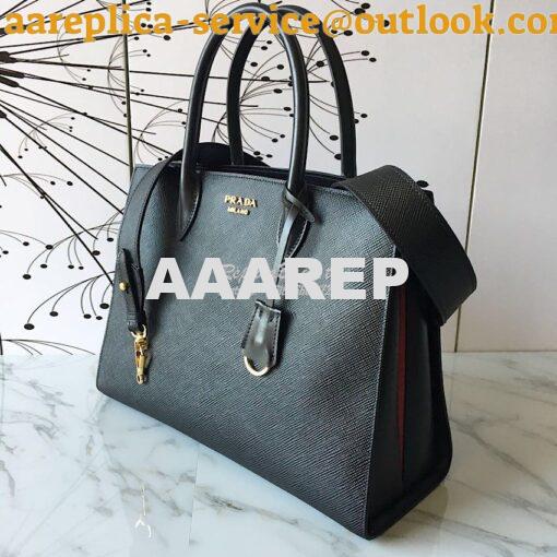 Replica Prada Bibliothèque Saffiano Leather Bag 1BA153 Black