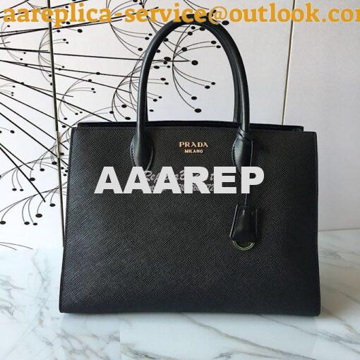 Replica Prada Bibliothèque Saffiano Leather Bag 1BA153 Black 2