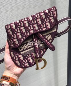 Replica Dior Burgundy Saddle Dior Oblique Pouch Belt S5632