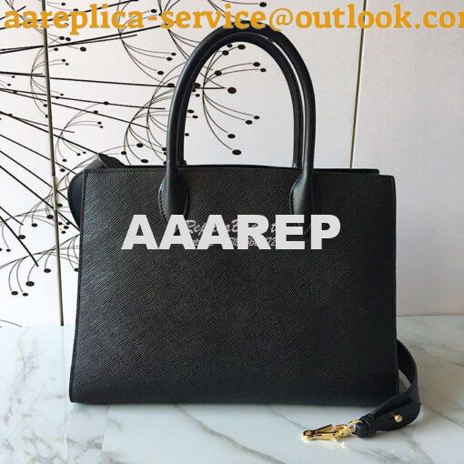 Replica Prada Bibliothèque Saffiano Leather Bag 1BA153 Black 5