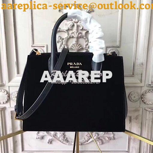 Replica Prada Bibliothèque Bag Suede Black