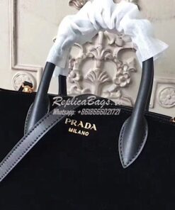 Replica Prada Bibliothèque Bag Suede Black 2