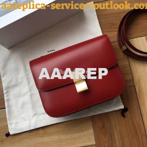 Replica Celine Classic Box Bag in Smooth Calfskin Claret Red