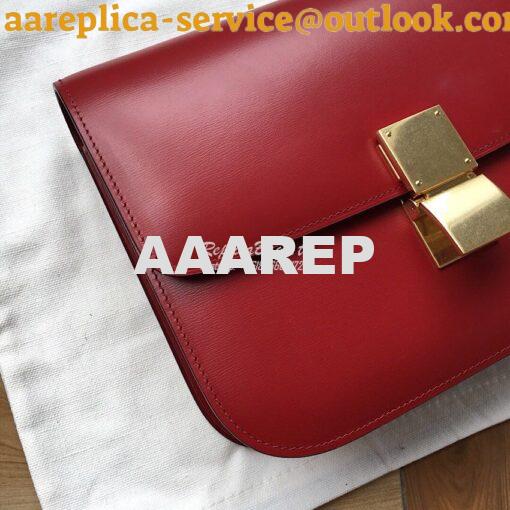 Replica Celine Classic Box Bag in Smooth Calfskin Claret Red 3