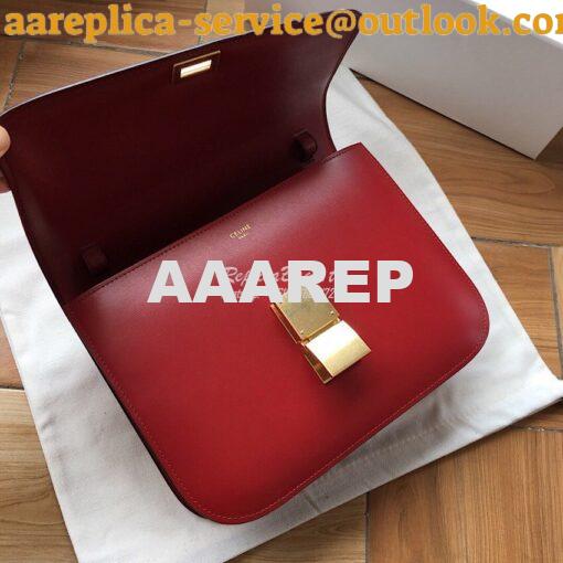 Replica Celine Classic Box Bag in Smooth Calfskin Claret Red 5