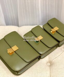 Replica Celine Classic Box Bag in Smooth Calfskin Army Green