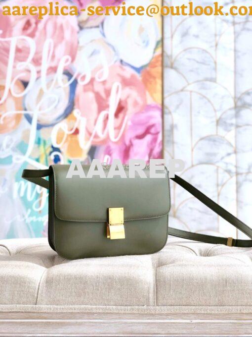 Replica Celine Classic Box Bag in Smooth Calfskin Army Green 2