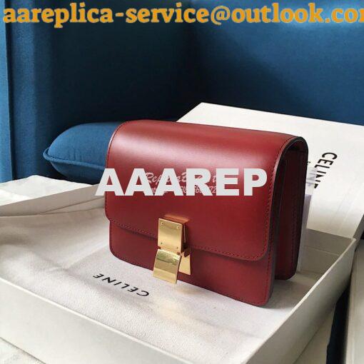 Replica Celine Classic Box Bag in Smooth Calfskin Claret Red 9