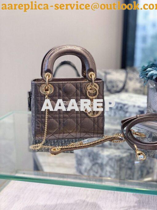 Replica Christian Dior Lady Dior Grained Metallic Bronze Bag