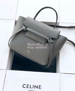 Replica Celine Nano Belt Bag In grey Grained Calfskin 185003