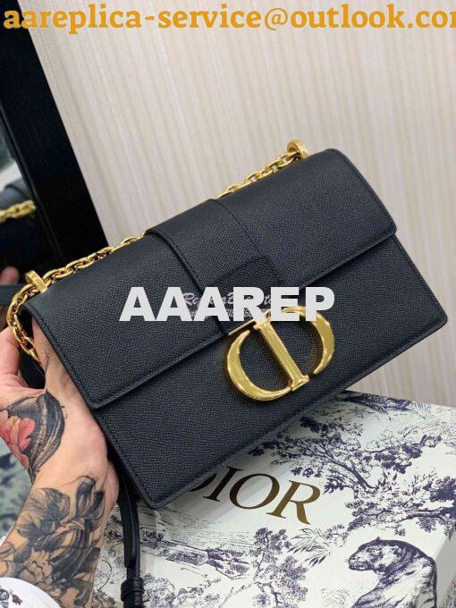 Replica Dior 30 Montaigne Grained Calfskin Bag with Chain M9208 Black 2