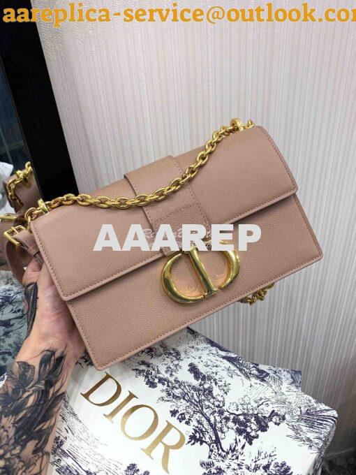 Replica Dior 30 Montaigne Grained Calfskin Bag with Chain M9208 Nude 13