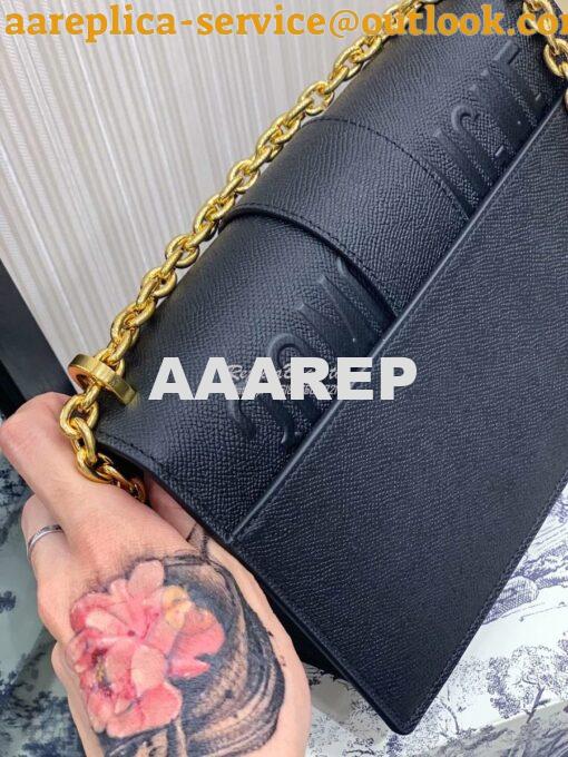 Replica Dior 30 Montaigne Grained Calfskin Bag with Chain M9208 Black 12