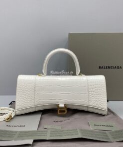 Replica Balenciaga Hourglass Stretched Top Handle Bag in White Shiny C